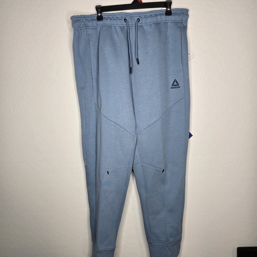 NWT Reebok Mens XL Light Blue Jogger Sweatpants Drawstring Athletic Pants